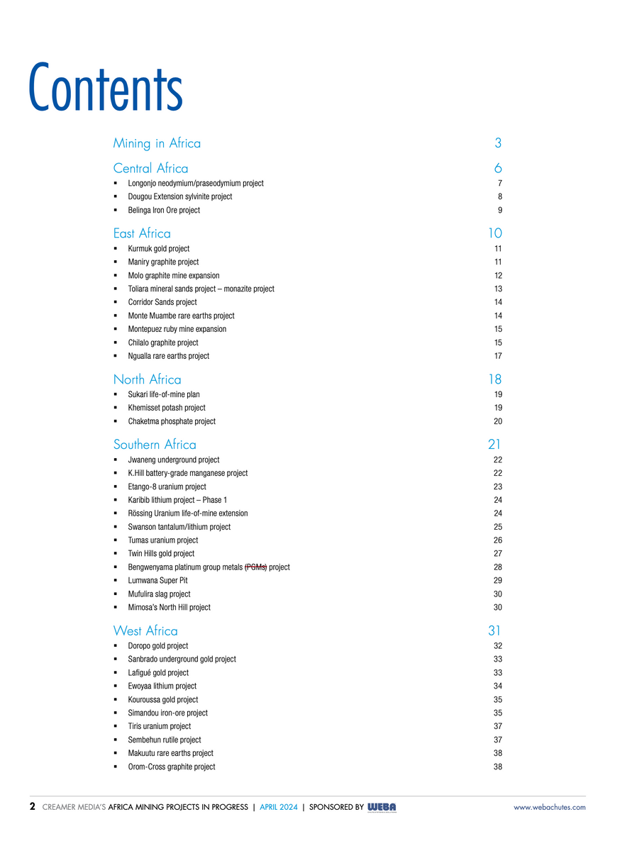 Africa Mining Projects in Progress 2024 Creamer Media Engineering