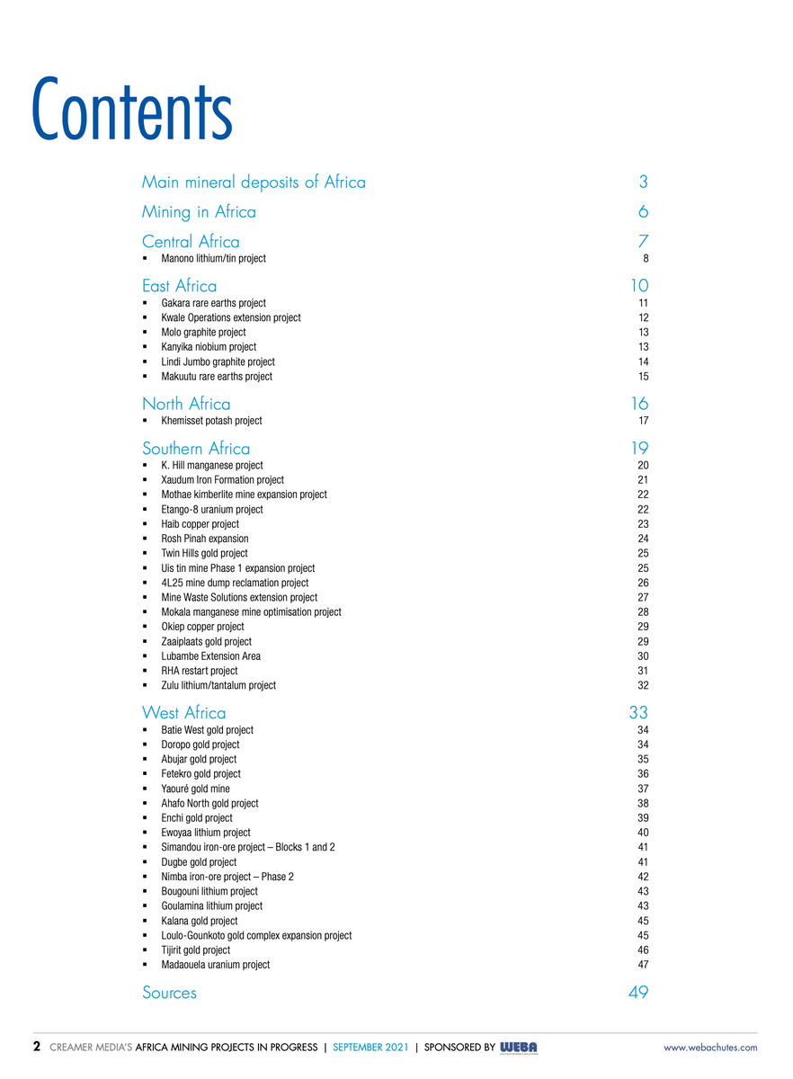 Africa Mining Projects in Progress 2021 Creamer Media Engineering